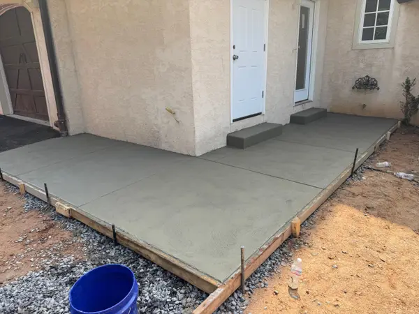 Finished concrete entry patio